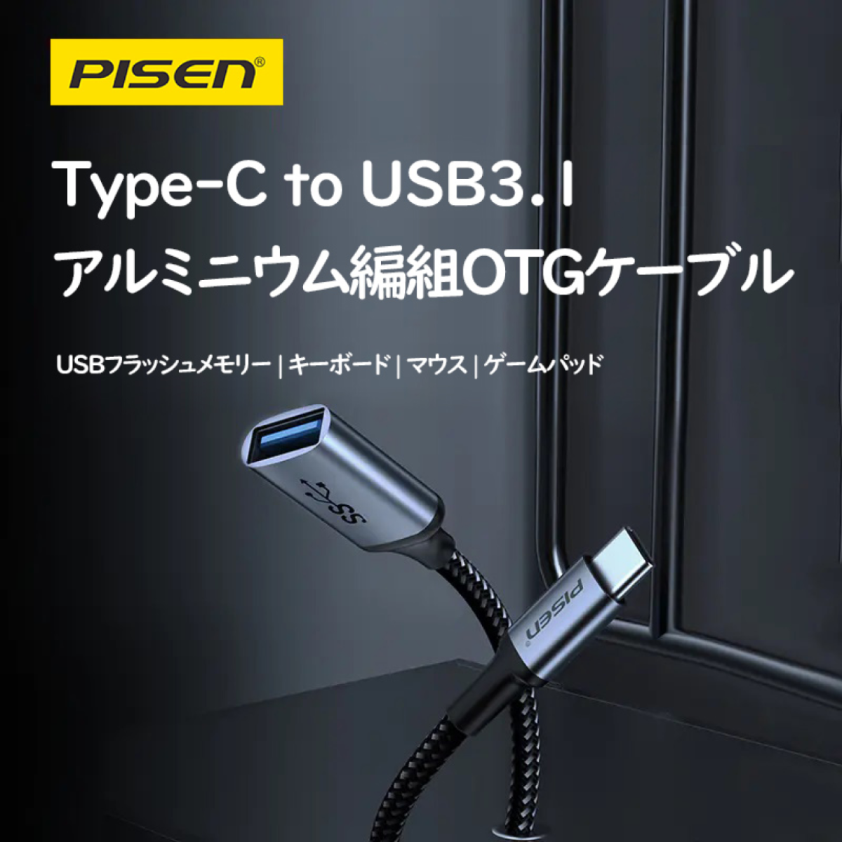 「初発売」 Pisen Type-C3.1アルミ編組OTGケーブル|undefined