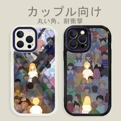 iPhone 14pro スマホンケース　人海にあなただけが光る　カップル向け　耐衝撃 カメラカバー付き