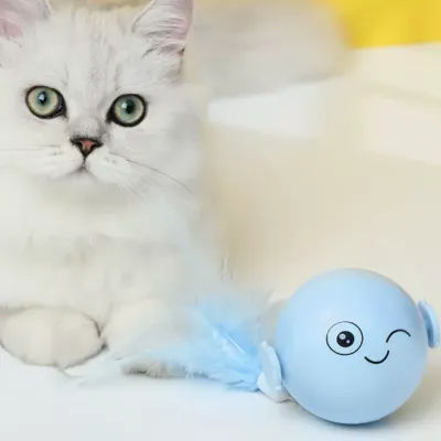 猫おもちゃ自動回転ボール｜360度回転！障害物に遭遇すると自動的に向きを変える！