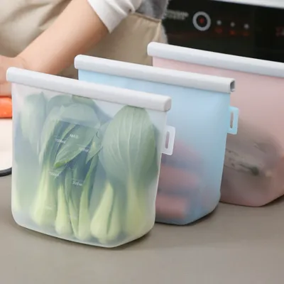 再利用可能なストレージバッグ 食品保存パック（1500ml）｜ 漏れ防止 保存 容器 サンドイッチ用 スナック 果物 
