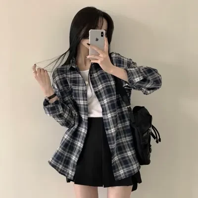 [か弱い~/チェックシャツ定石！] 保護本能 オーバーフィット、デイリーチェック ボクシー 長袖 シャツ シャツ