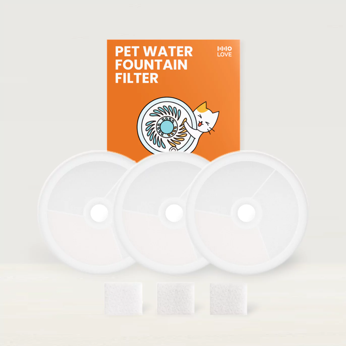 【HHOLOVE】ペット用給水器フィルター｜交換用・清潔・安心・フィルター*3・フィルタースポンジ*3|undefined