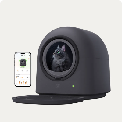 HHOLOVE 自動猫トイレ Pro L1 ダークグレー｜脱臭・AI管理・多頭飼い対応・MakuakeカテゴリTOP3｜全自動清掃｜スマホ遠隔操作iOS/Android対応｜自動脱臭｜多頭飼い対応｜日本語説明書付き｜1年保証｜国内発送